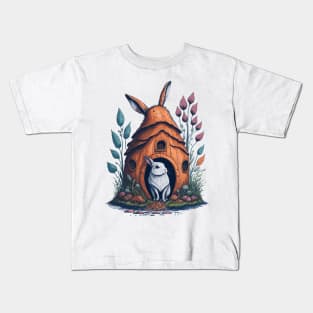 Rabbit Living in Mushroom house Kids T-Shirt